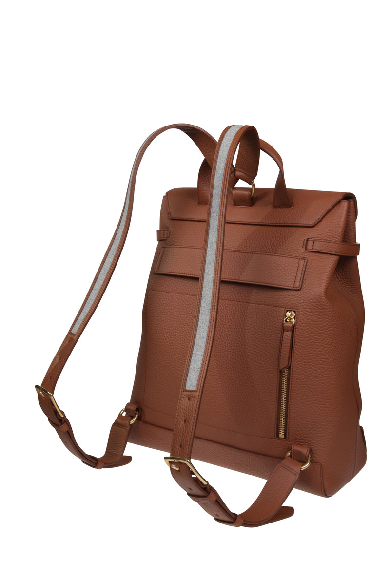 LEATHER AND SOFT FLANNEL BACKPACK