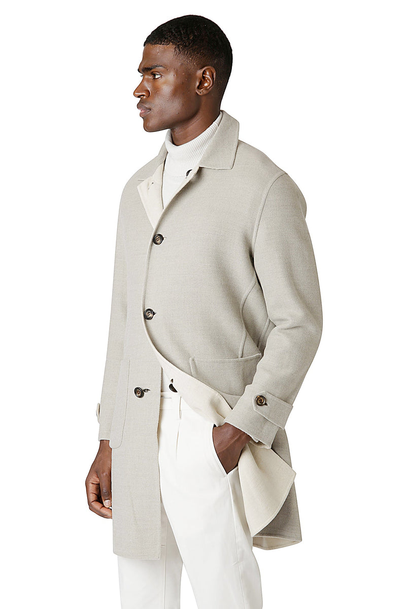 SINGLE BREASTED REVERSIBLE WOOL COAT