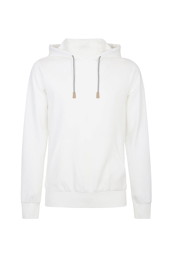 COTTON WOOL AND LEATHER HOODIE