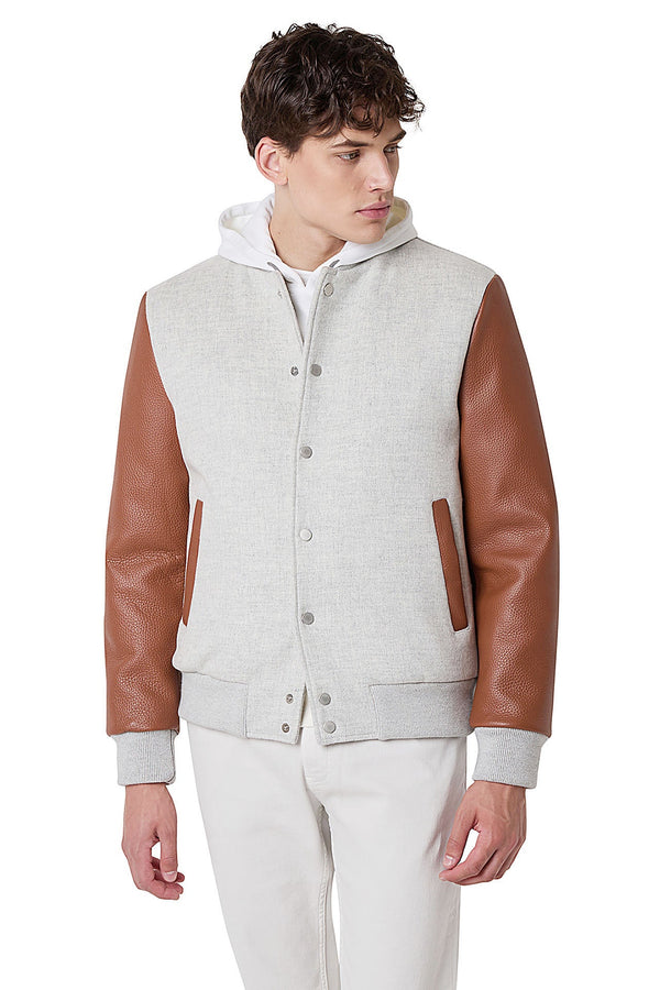 WOOL AND LEATHER BI-MATERIAL JACKET