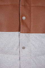 BI-MATERIAL WOOL AND LEATHER VEST