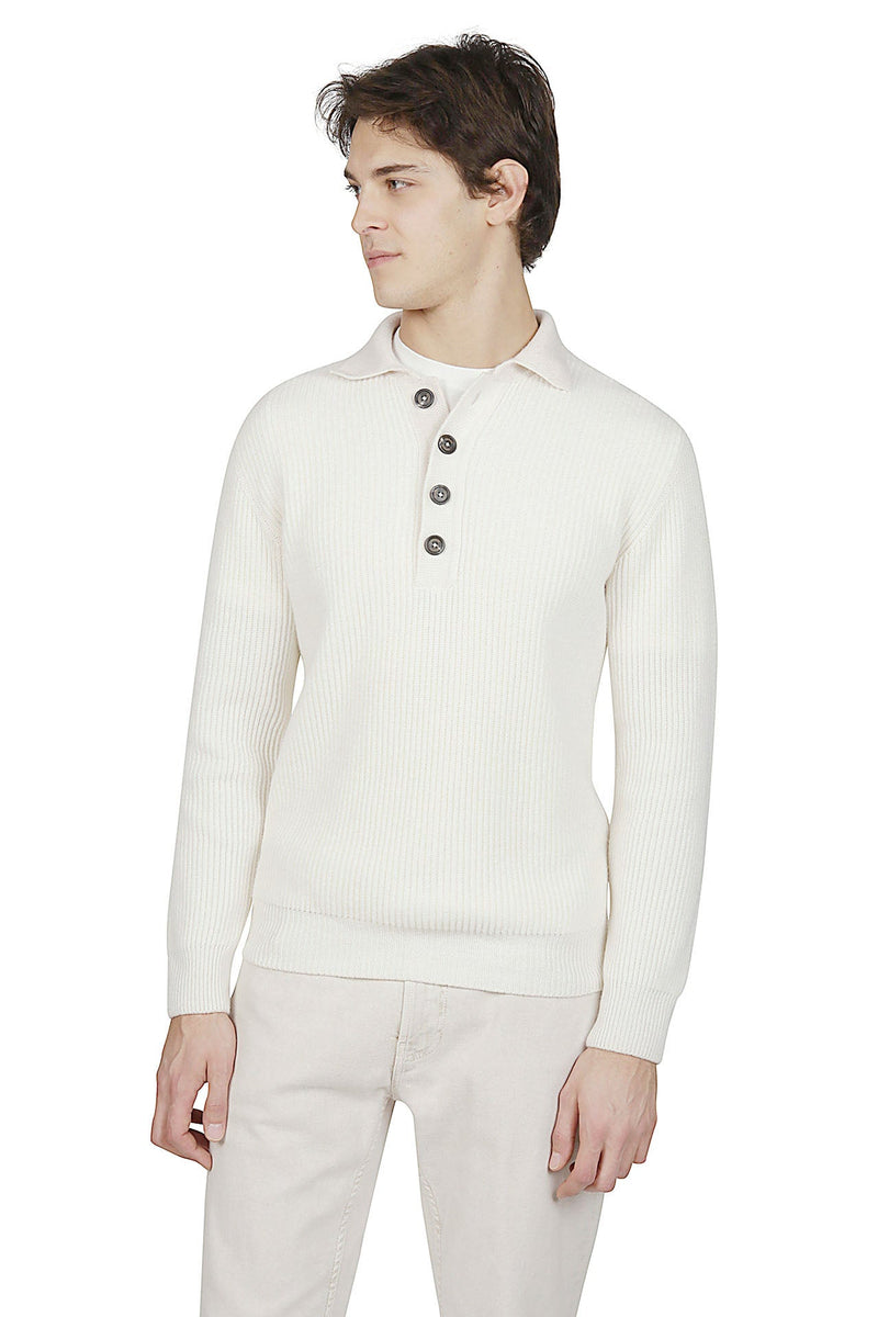 CASHMERE KNITTED POLO SWEATER