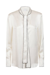 PLAIN SILK SHIRT WITH CONTRASTING TIPPING