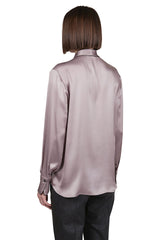 PLAIN SILK SHIRT WITH CONTRASTING TIPPING