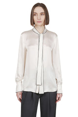 PLAIN SILK SHIRT WITH CONTRASTING TIPPING