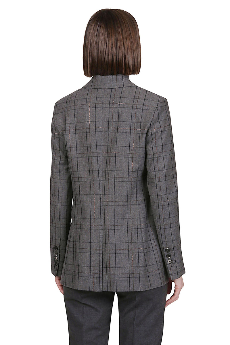 DOUBLE-BREASTED WOOL JACKET IN CHECK PATTERN