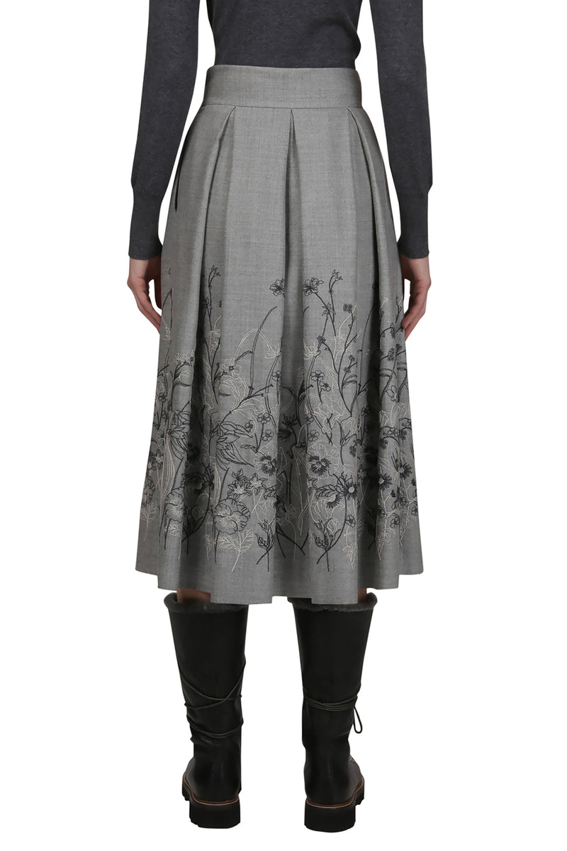 WOOL POLYAMIDE LUREX SKIRT WITH VANONI EMBROIDERY