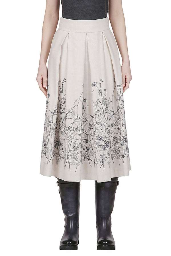 WOOL POLYAMIDE LUREX SKIRT WITH VANONI EMBROIDERY