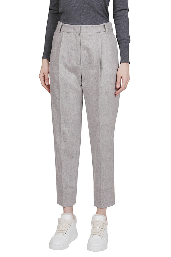 WOOL CASHMERE ELASTANE PLAIN PANTS