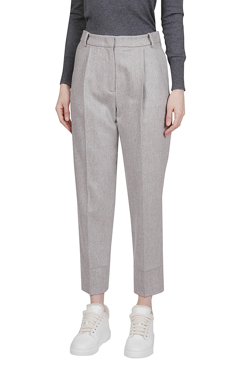 WOOL CASHMERE ELASTANE PLAIN PANTS