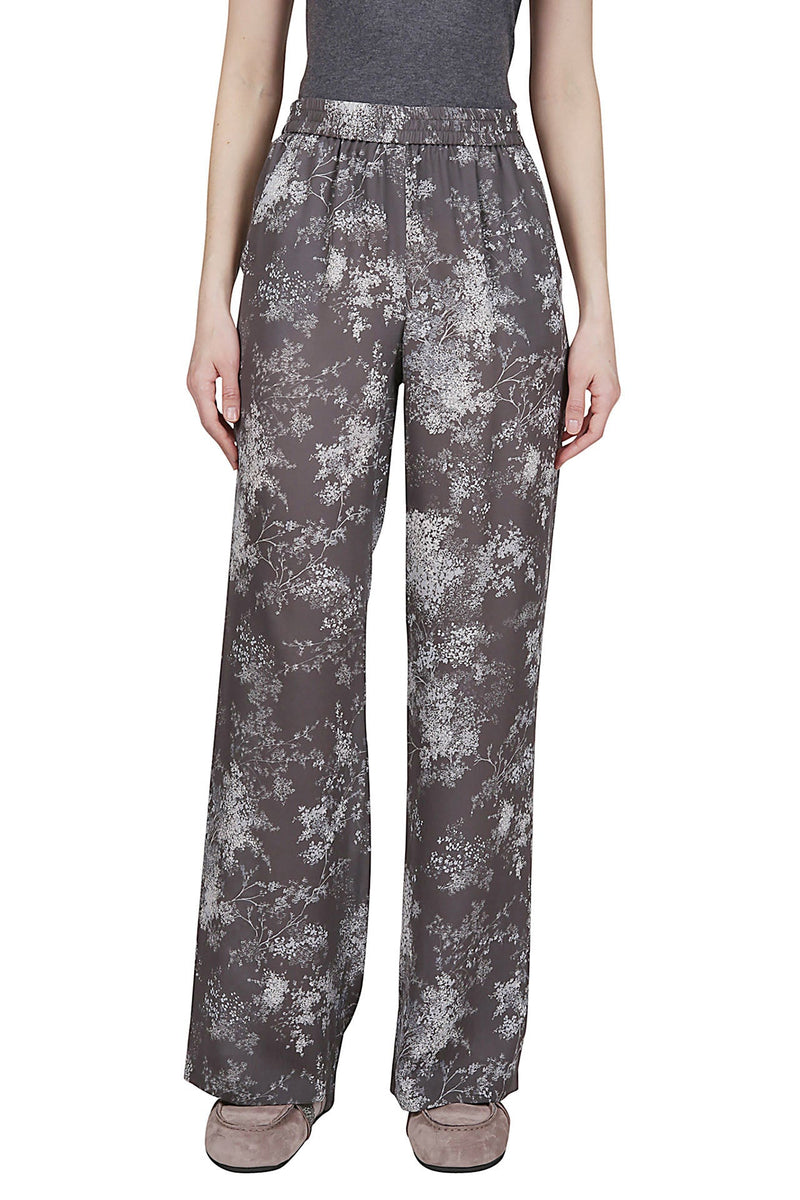 PRINTED SILK TROUSERS MICROFLOWER PRINT