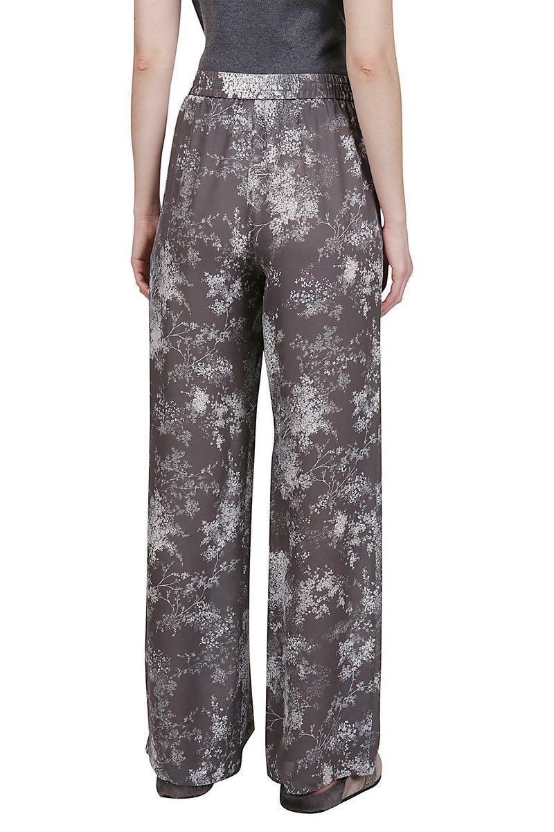 PRINTED SILK TROUSERS MICROFLOWER PRINT