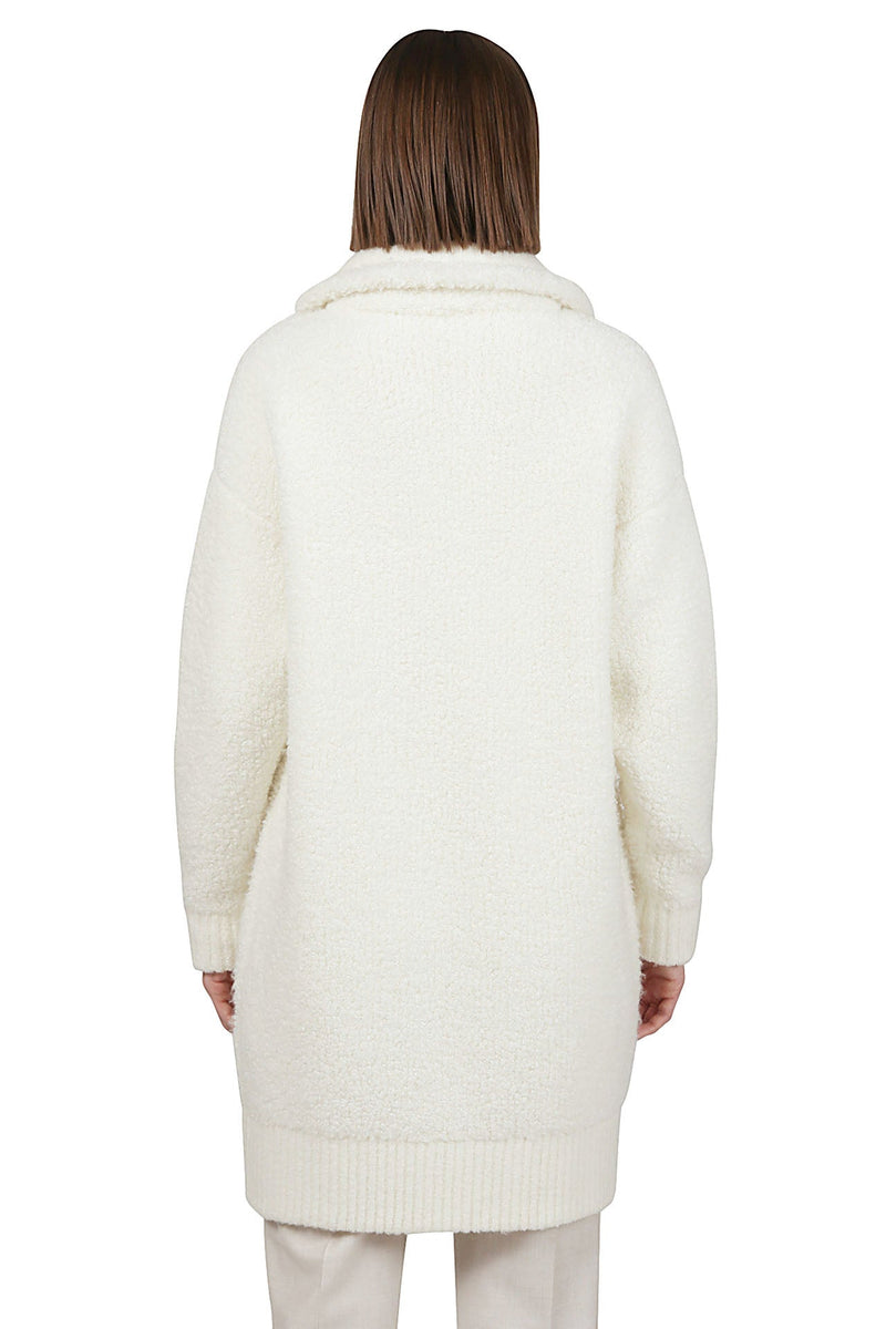 FULL ZIP SWEATER WOOL COTTON POLYAMIDE BOUCLET