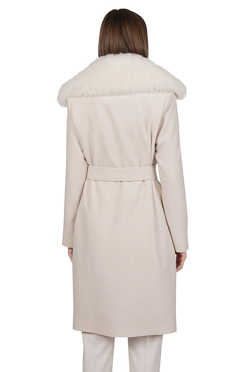 COAT WITH BELT CASHMERE PLAIN + FUR