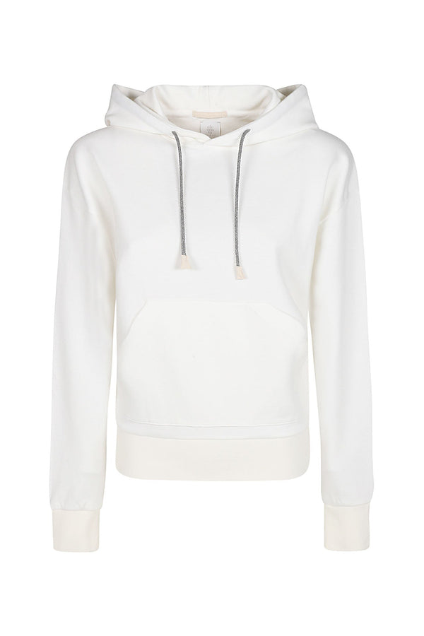 COTTON WOOL AND LEATHER HOODIE