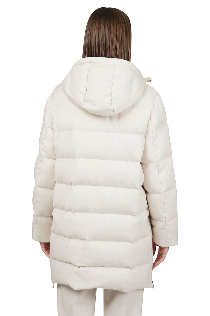 NYLON WOOL POLYAMIDE LUREX DOWN JACKET + KNIT