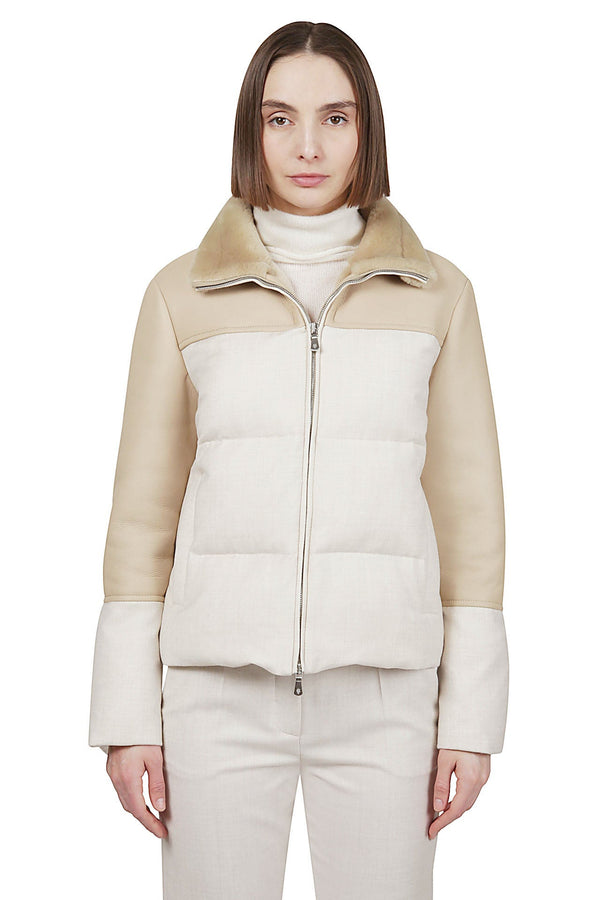 WOOL POLYAMIDE LUREX JACKET + SMOOTH NAPPA SHEEPSKIN