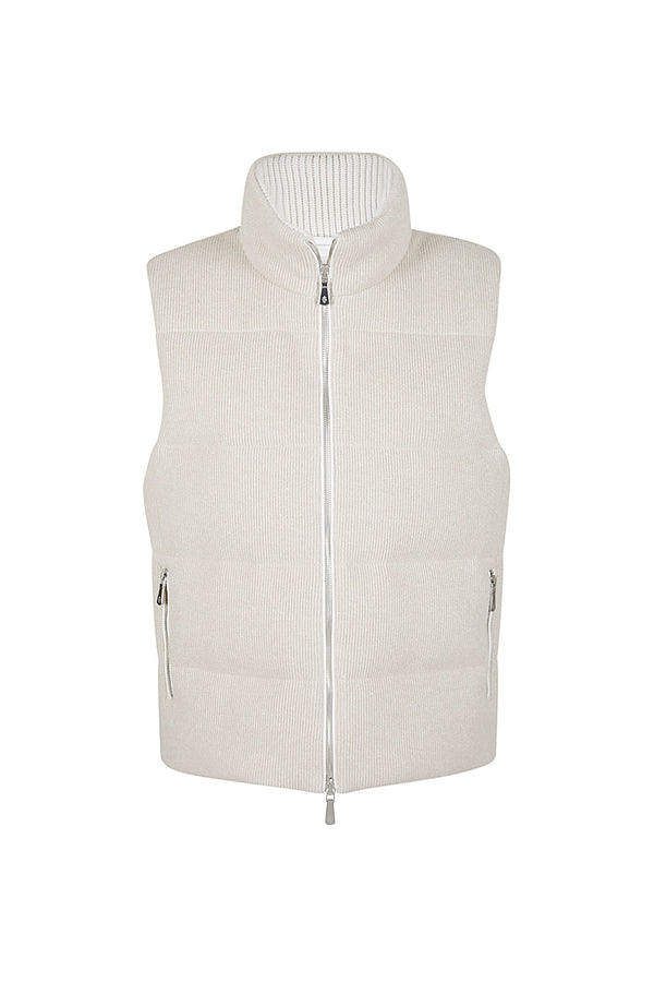 PADDED VEST WOOL VISCOSE POLYAMIDE CASHMERE LUREX + ZERMATT YARN WOOL CASHMERE