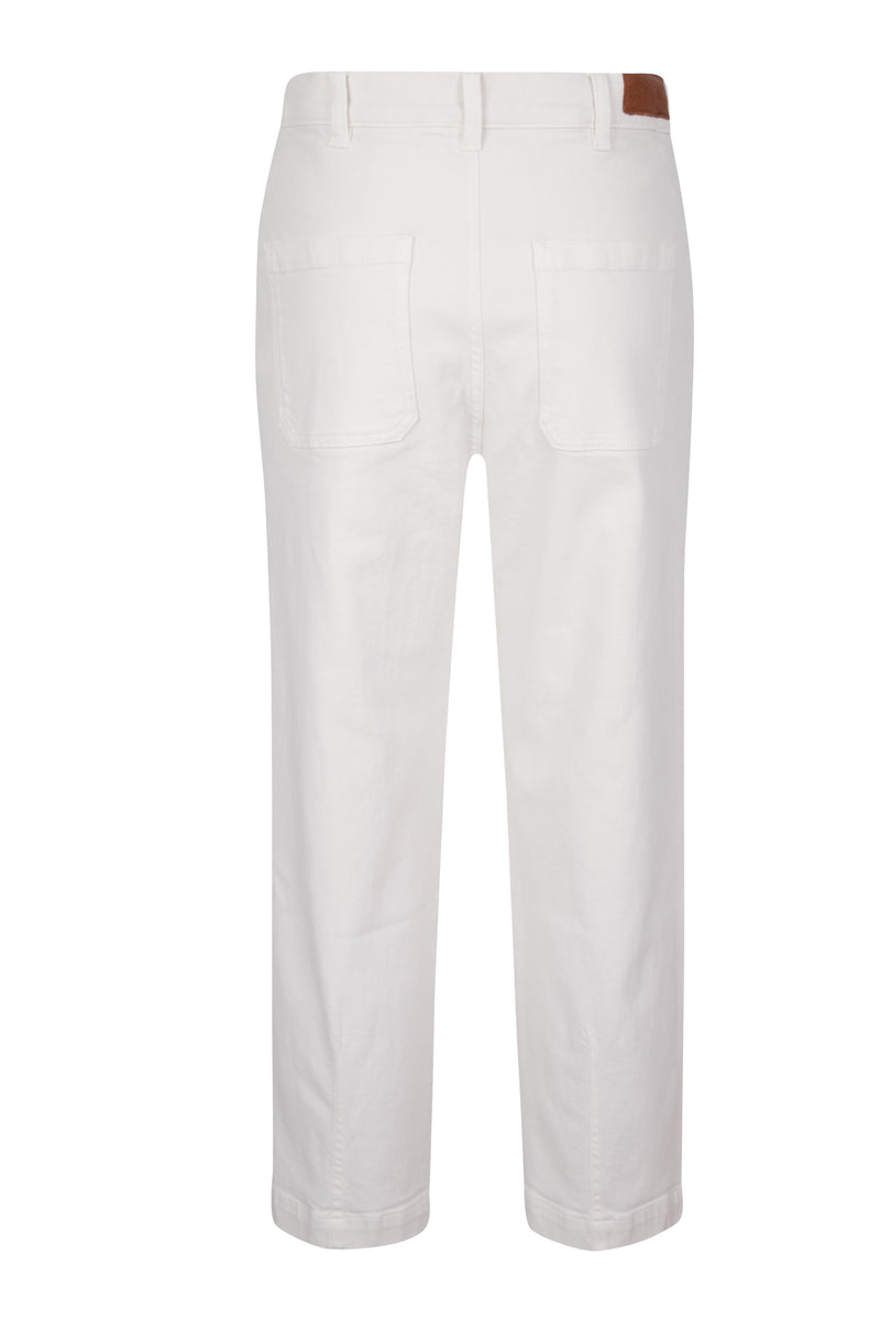 STRETCH COTTON AND LEATHER TROUSERS