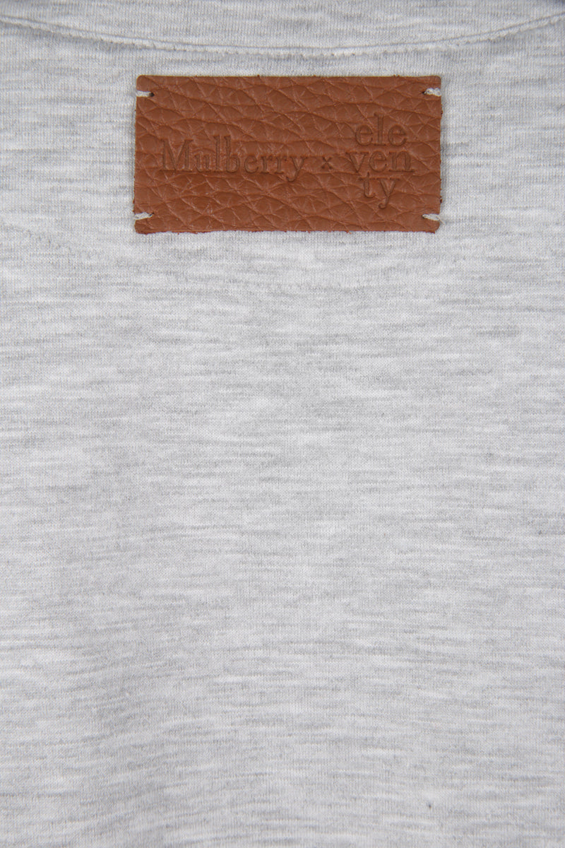 CREW NECK COTTON AND LEATHER T-SHIRT