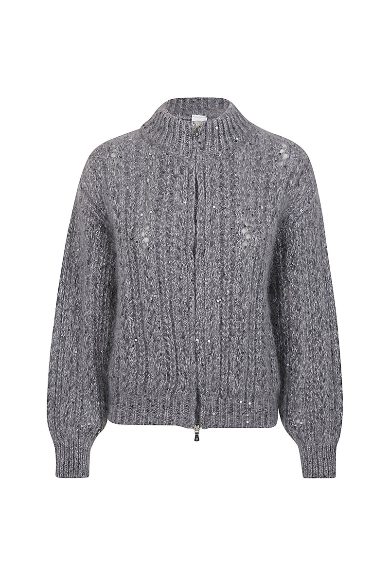 FULL ZIP COTTON KID MOHAIR SILK LUREX SWEATER