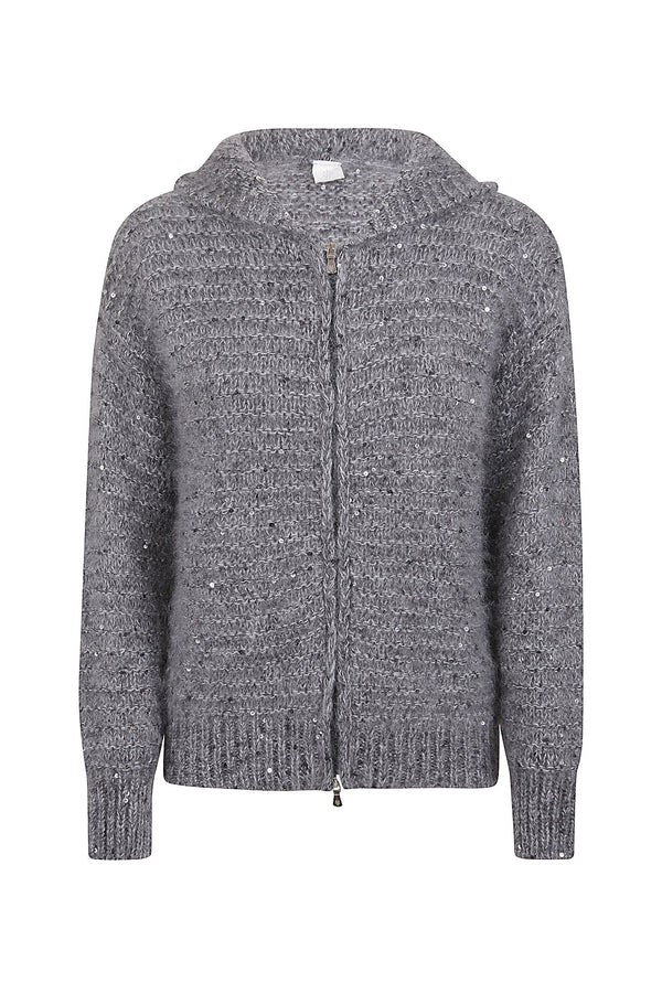 FULL ZIP COTTON KID MOHAIR SILK LUREX SWEATER