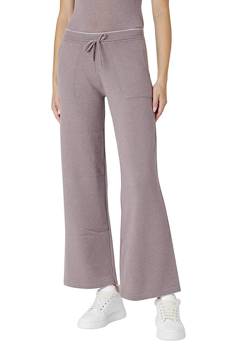 CASHMERE DRAWSTRING PANTS WITH TIPPING