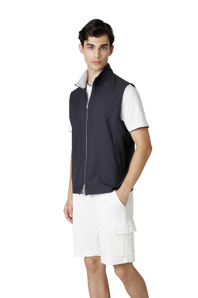FULL ZIP VEST WITH STANDING NECK