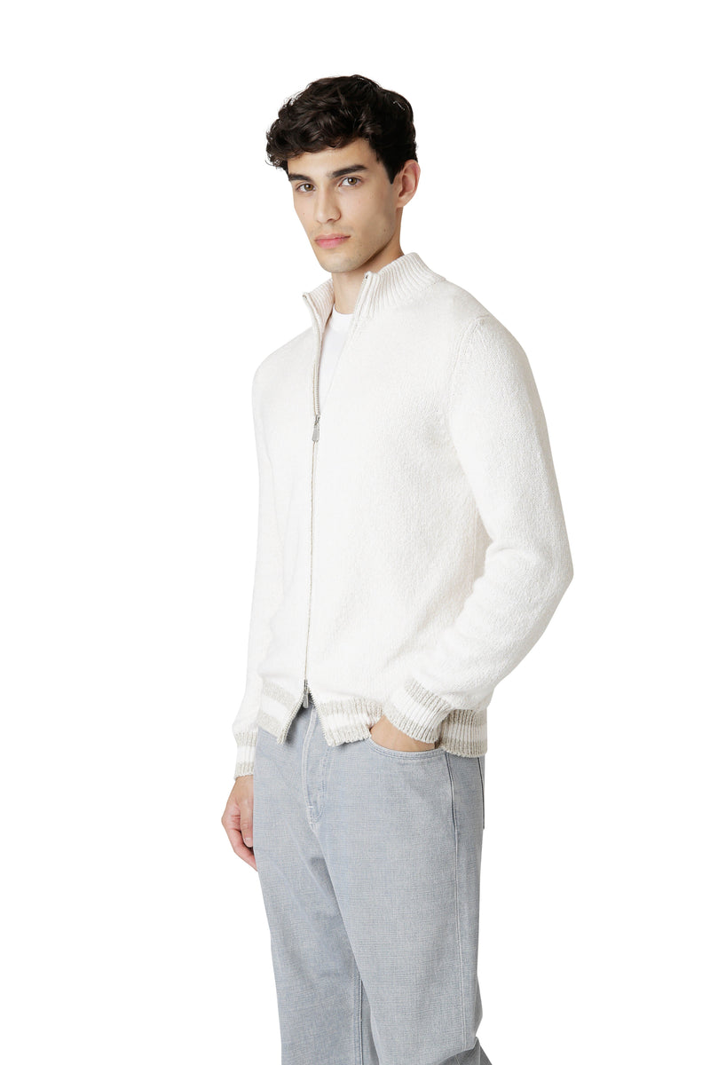 FULL ZIP SWEATER STANDING COLLAR