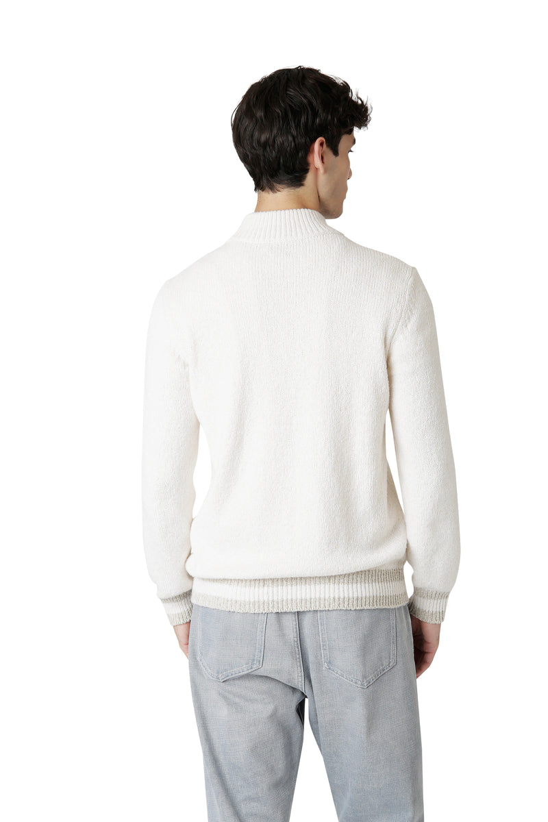 FULL ZIP SWEATER STANDING COLLAR