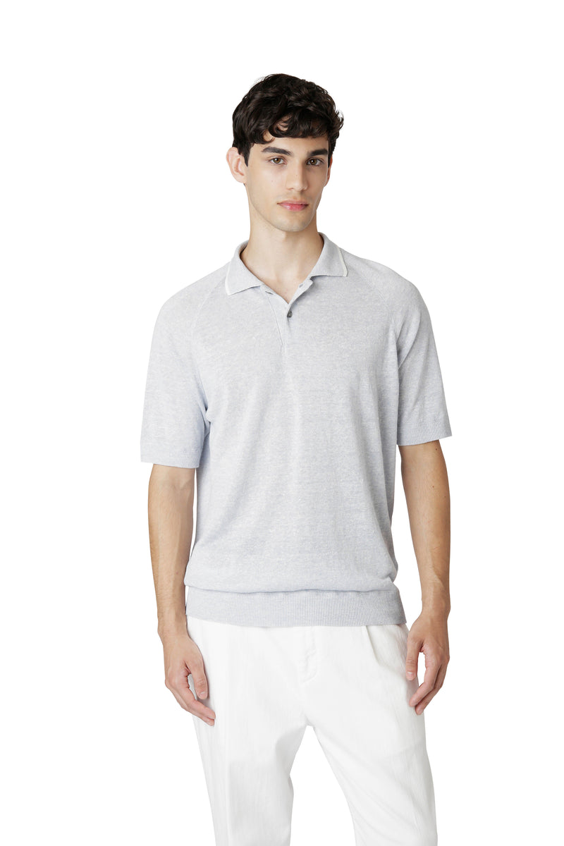 MOULINE' LINEN KNIT POLO SHIRT