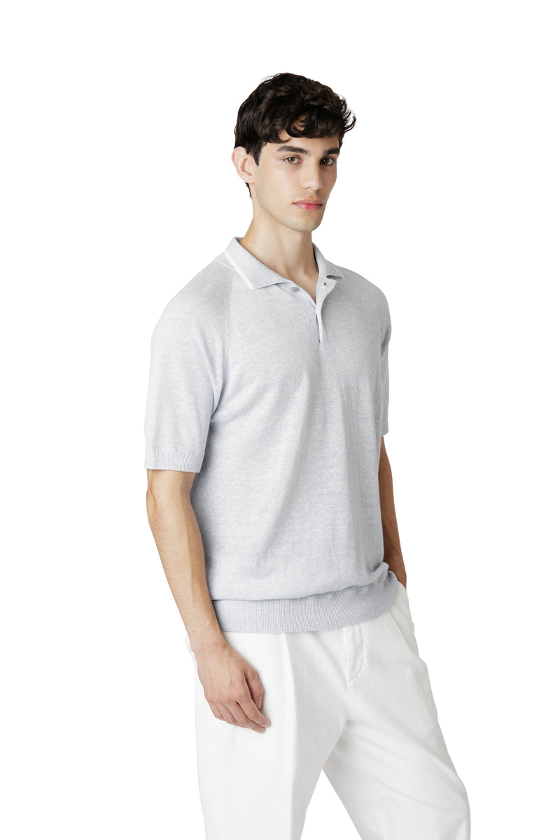 MOULINE' LINEN KNIT POLO SHIRT