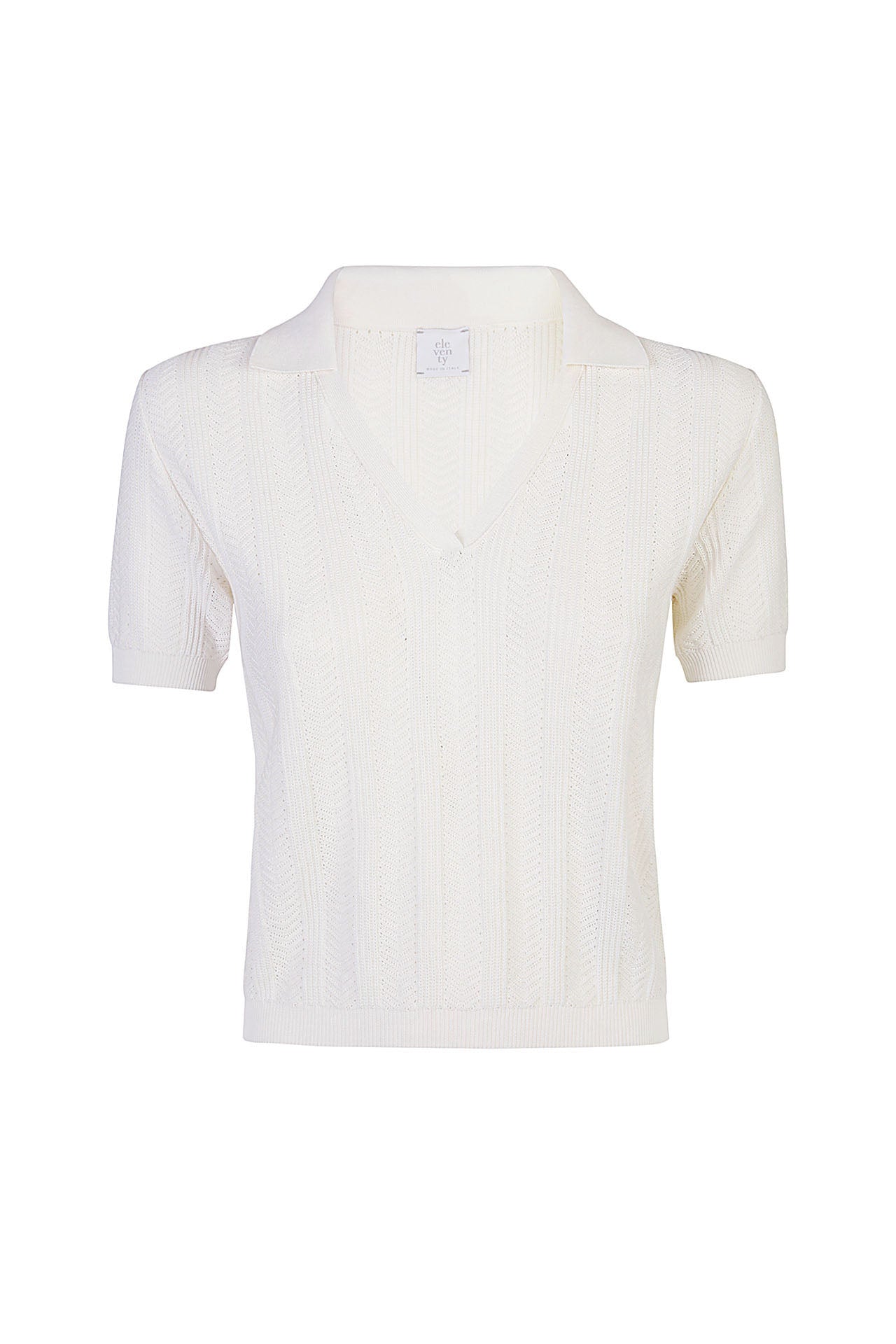 Tシャツ・カットソー Eleventy White Knitted Polo with Neckline Cotton Woman Eleventy White Knitted Polo With Neckline Cotton Woman
