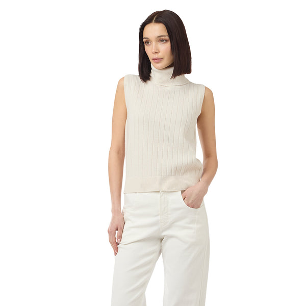 RIBBED SLEEVELESS SWEATER