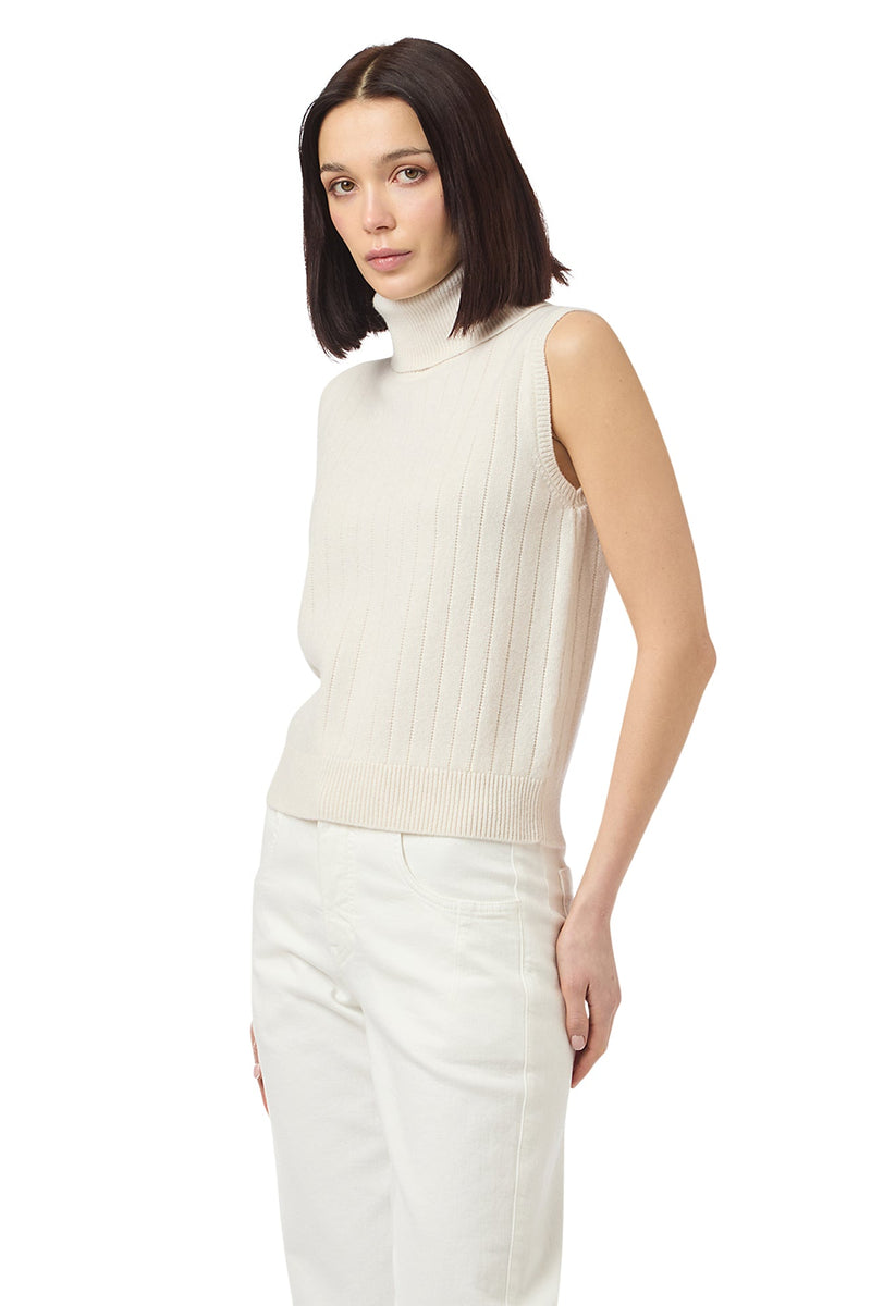 RIBBED SLEEVELESS SWEATER