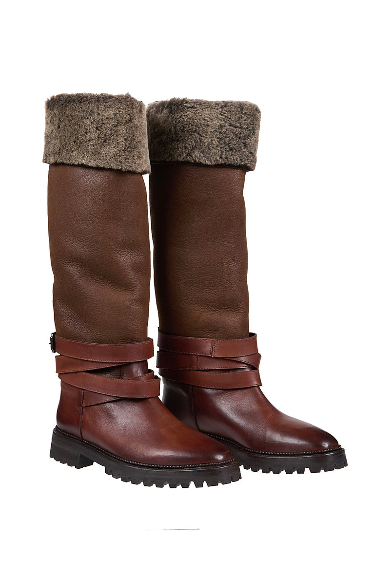 SHEEPSKIN CALF LEATHER BOOT WITH SHEEPSKIN LAMB
