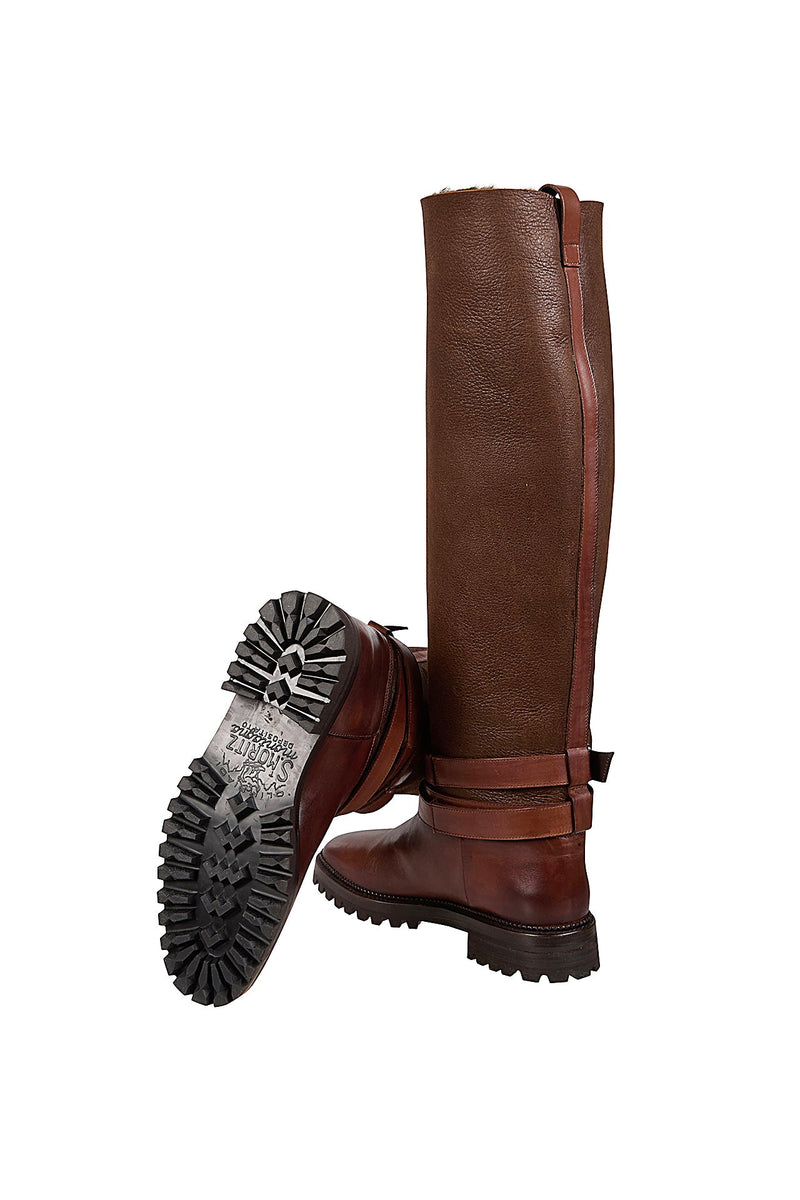 SHEEPSKIN CALF LEATHER BOOT WITH SHEEPSKIN LAMB