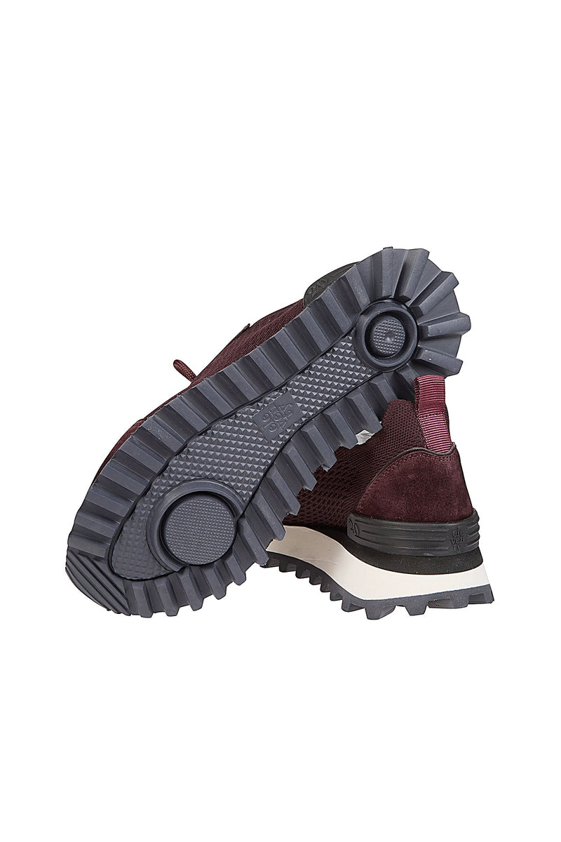 KNITTED AND LEATHER SNEAKERS