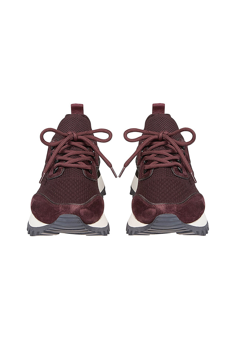 KNITTED AND LEATHER SNEAKERS