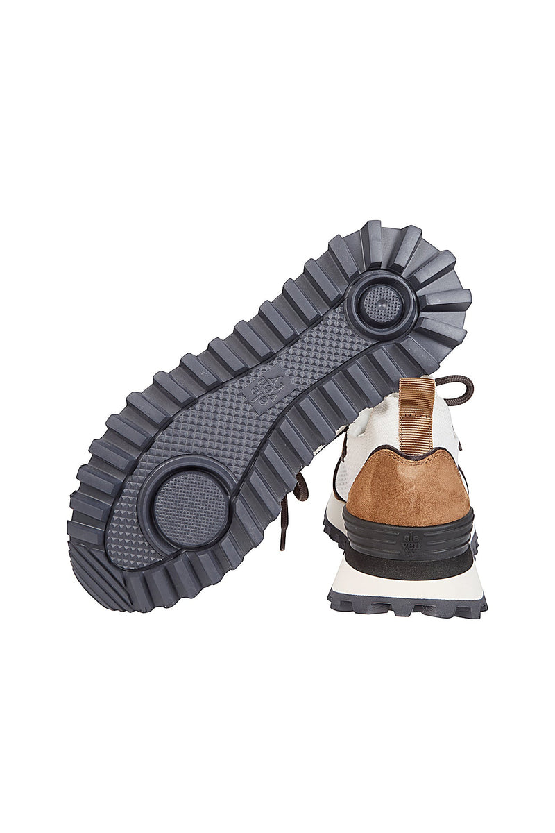 KNITTED AND LEATHER SNEAKERS