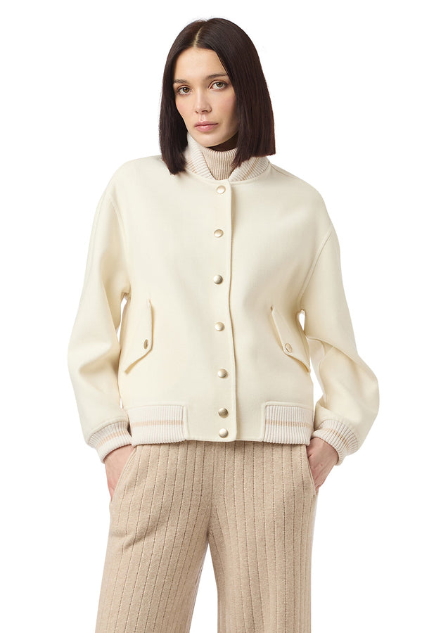 WOOL BOMBER JACKET WITH KNITTED PARTS