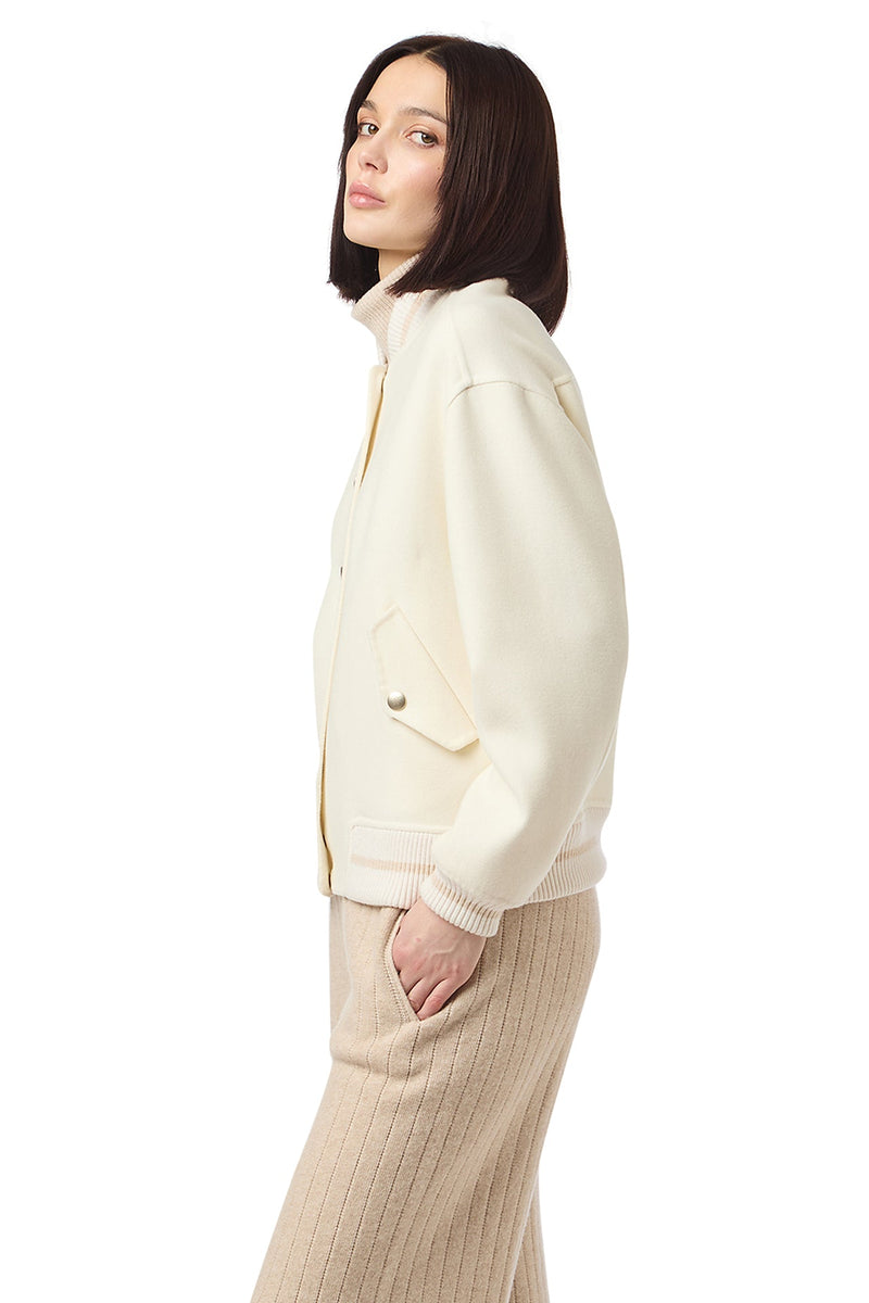 WOOL BOMBER JACKET WITH KNITTED PARTS
