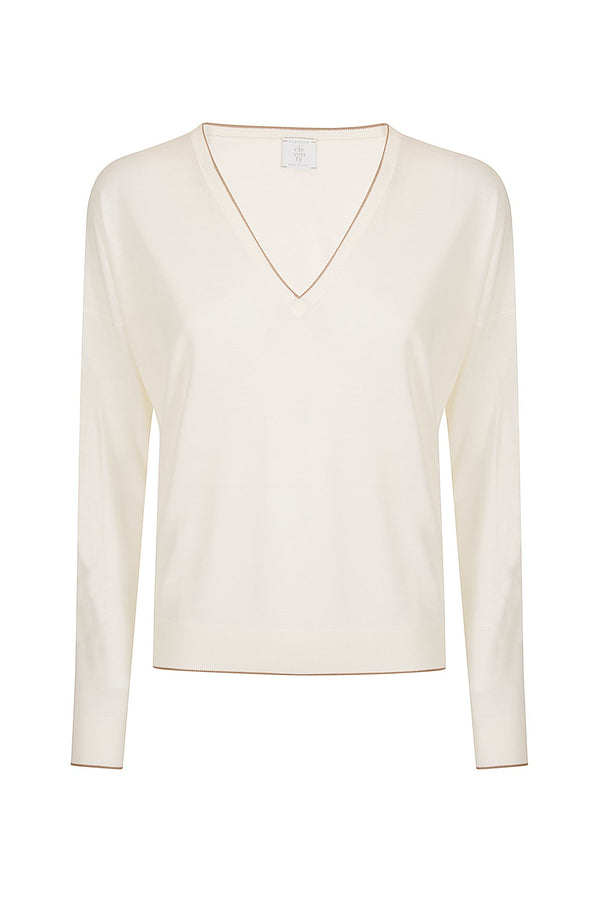 V-NECK TIPPING SWEATER