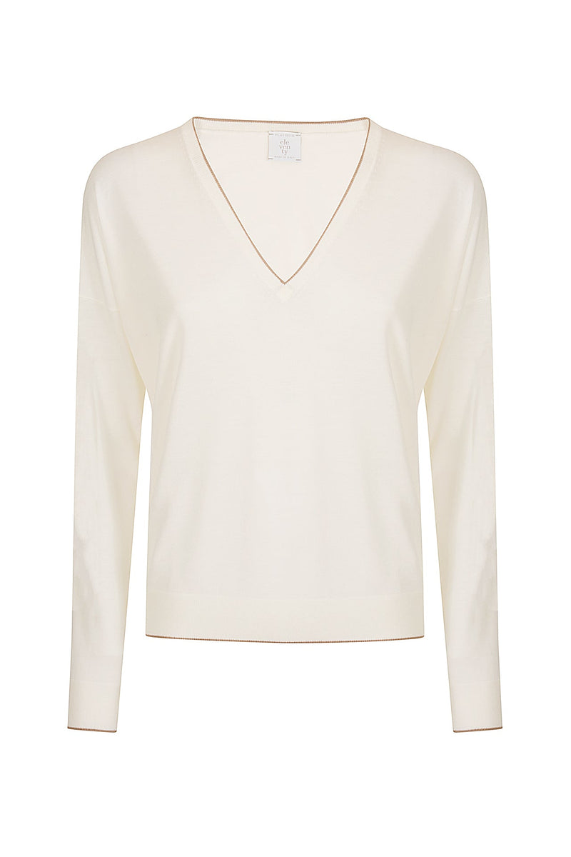 V-NECK TIPPING SWEATER