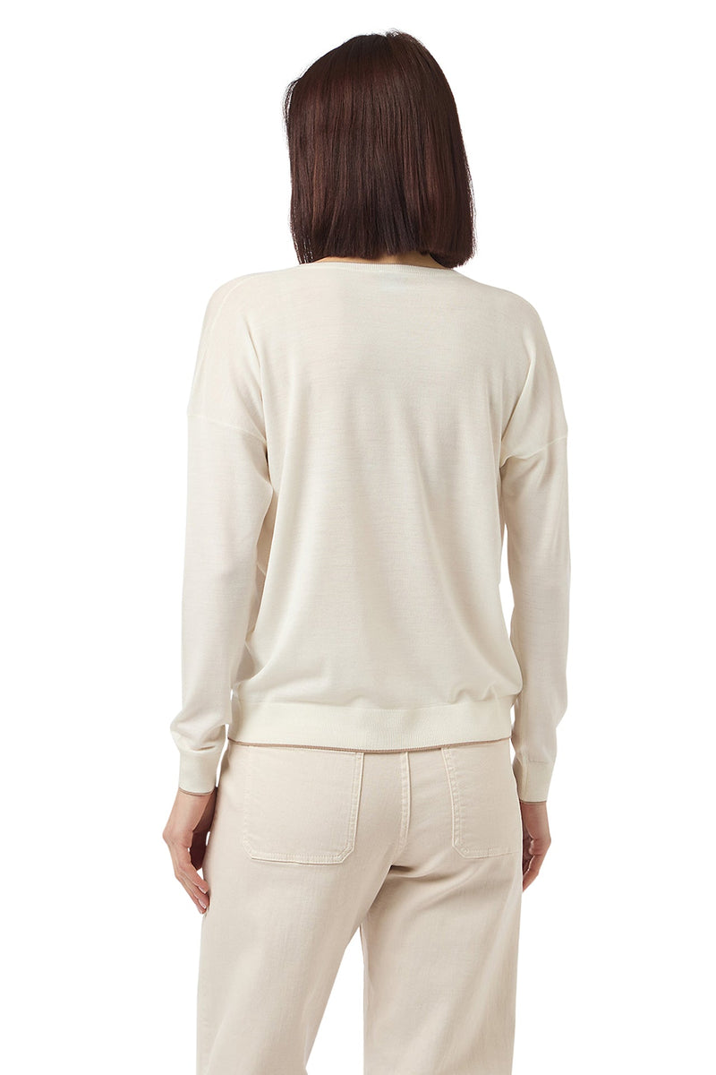 V-NECK TIPPING SWEATER