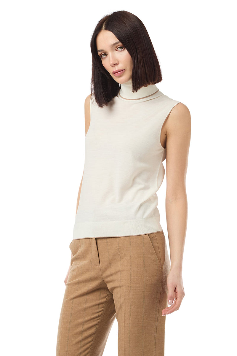 MAGLIA DOLCEVITA LANA 14 MICRON CON TIPPING