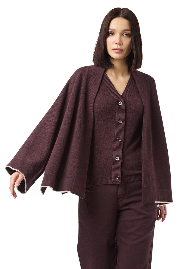 KIMONO IN MAGLIA CASHMERE CON TIPPING