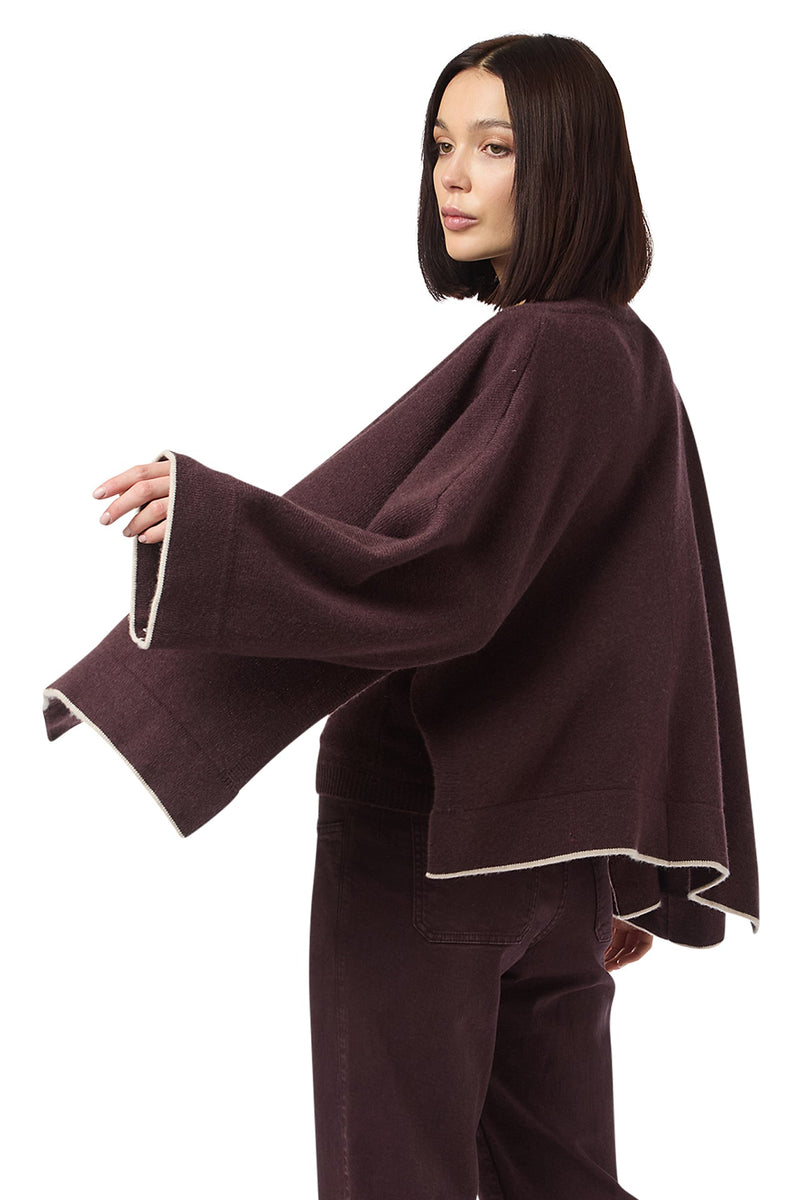 KIMONO IN MAGLIA CASHMERE CON TIPPING