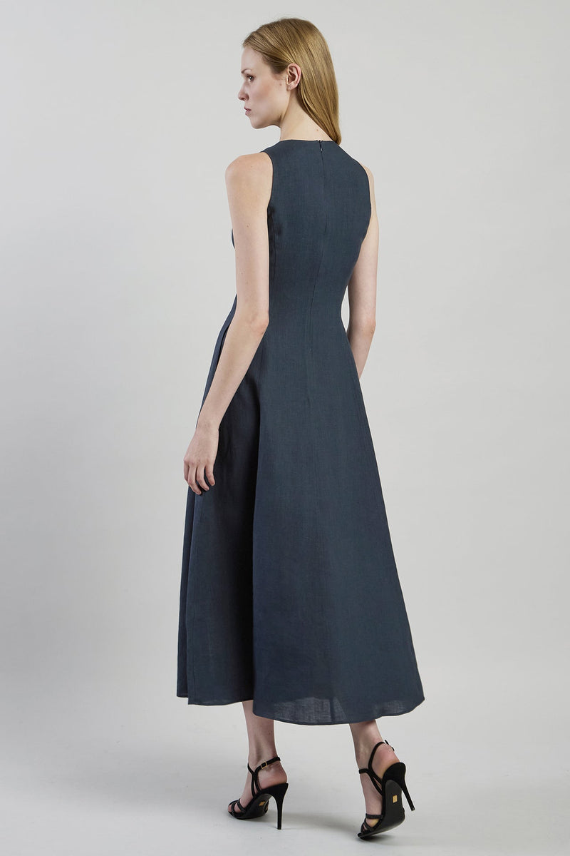 Women's Sleeveless Maxi Dress in 100% Pure Linen